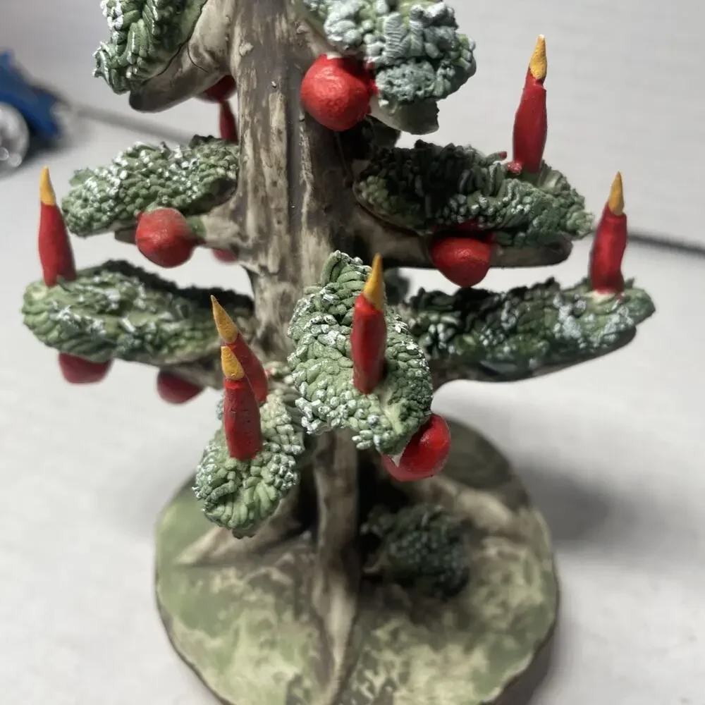 Vtg Capodimonte Italian Porcelain Christmas Tree w/Candles Decor 5.5